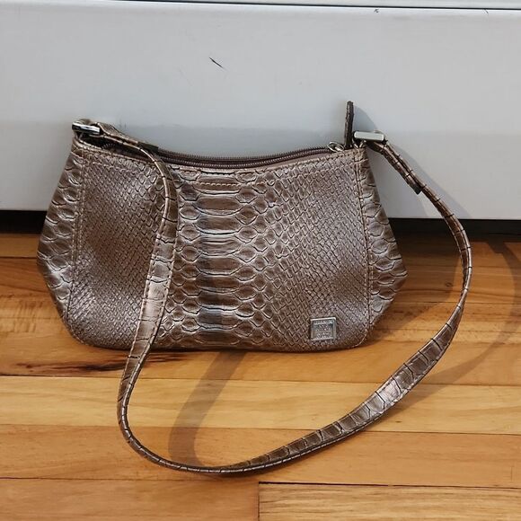 Liz claiborne small snakeskin metallic brown purse shoulder bag - Picture 1 of 4